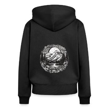 Nature Aventure Randonnée Camping Design - Sweat à capuche zippé Premium bio Femme - noir - Dos - Julia (174cm)