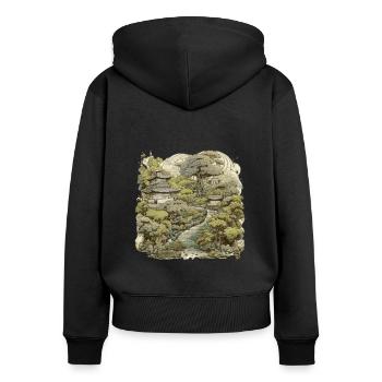 Bonsaï - Jardin Japonais - Sweat à capuche zippé Premium bio Femme - noir - Dos - Julia (174cm)