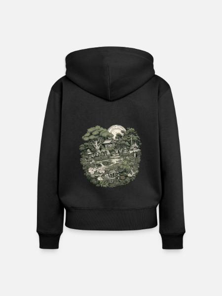Bonsai - Japanischer Garten - Frauen Premium Bio Zip Hoodie - Schwarz