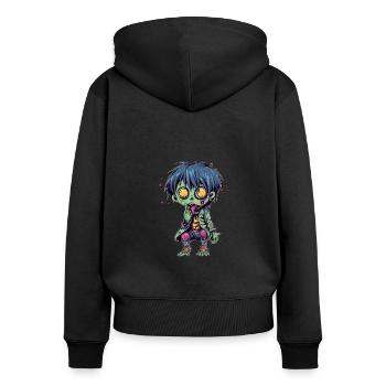 Halloween Zombie Junge - Kawaii süß Monster Horror - Frauen Premium Bio Zip Hoodie - Schwarz - Hinten - Julia (174cm)