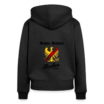 Zuhause im Badnerland - Frauen Premium Bio Zip Hoodie - Schwarz - Hinten - Julia (174cm)