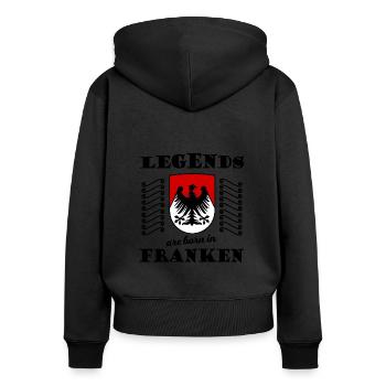 In Nürnberg geboren - Frauen Premium Bio Zip Hoodie - Schwarz - Hinten - Julia (174cm)