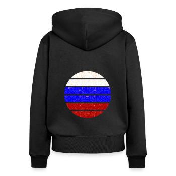 Chez nous en Russie - Sweat à capuche zippé Premium bio Femme - noir - Dos - Julia (174cm)