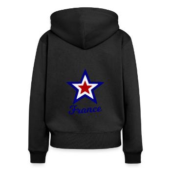 Die Heimat in Frankreich - Frauen Premium Bio Zip Hoodie - Schwarz - Hinten - Julia (174cm)