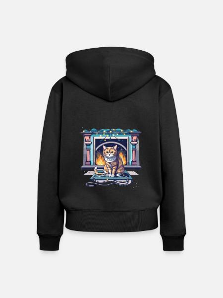 Kamin - Frauen Premium Bio Zip Hoodie - Schwarz