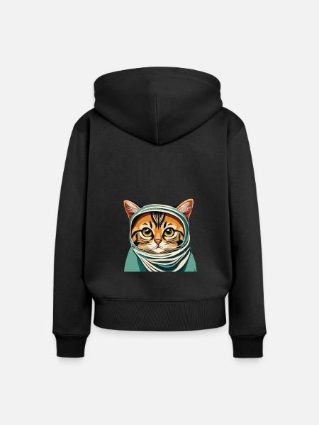 Hijab - Frauen Premium Bio Zip Hoodie - Schwarz