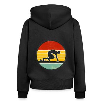 Sprinter - Track And Field 2 - Frauen Premium Bio Zip Hoodie - Schwarz - Hinten - Julia (174cm)