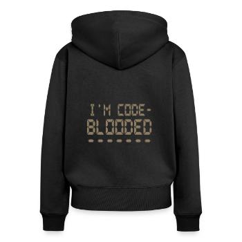 Programmation informatique Je suis programmeur Code Blooded - Sweat à capuche zippé Premium bio Femme - noir - Dos - Julia (174cm)
