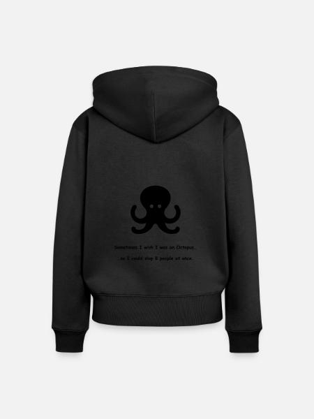 Cytat z ośmiornicy - Premium økologisk hoodie med lynlås til kvinder - sort