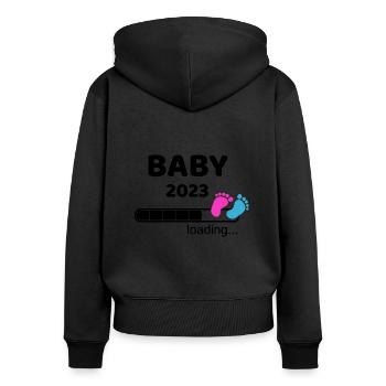 Bébé 2023 Grossesse Mère Maman Idée - Sweat à capuche zippé Premium bio Femme - noir - Dos - Julia (174cm)