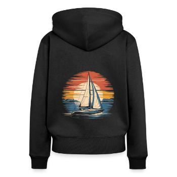 Retro Sailboat Vintage Sailing Skipper Sailor - Women's Premium Organic Zip Hoodie - black - Back - Julia (174cm)