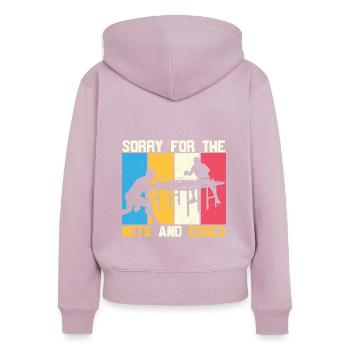 Lustiger Spruch Tischtennisspieler Geschenke - Frauen Premium Bio Zip Hoodie - Altrosa - Hinten - Julia (174cm)