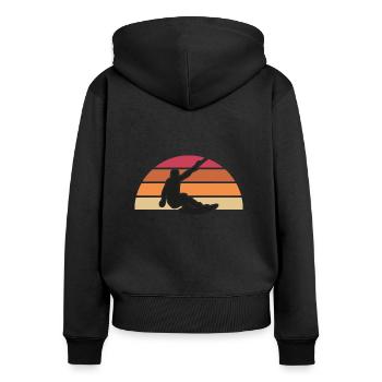 vintage retro Wakeboarder Silhouette Motiv - Frauen Premium Bio Zip Hoodie - Schwarz - Hinten - Julia (174cm)