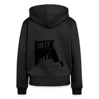 1917 Aurora Silhouette Geschenk Lenin UdSSR - Frauen Premium Bio Zip Hoodie - Schwarz - Hinten - Julia (174cm)