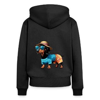 Dachshund with Dogs Summer and Beach Dog Hunting Dog - Women's Premium Organic Zip Hoodie - black - Back - Julia (174cm)