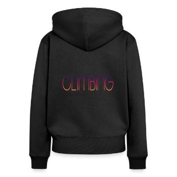 Climbing - Frauen Premium Bio Zip Hoodie - Schwarz - Hinten - Julia (174cm)