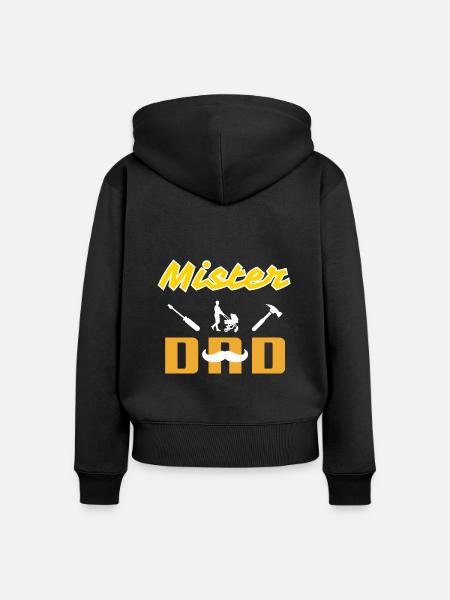 Mister Dad White Mustache - Frauen Premium Bio Zip Hoodie - Schwarz