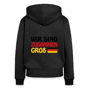 Deutschland 2024 - Wir sind zusammen Groß - Europa - Frauen Premium Bio Zip Hoodie - Schwarz - Hinten - Julia (174cm)