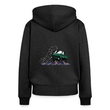 Bergziege - Unimog - Offroad - Oldtimer - Frauen Premium Bio Zip Hoodie - Schwarz - Hinten - Julia (174cm)
