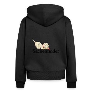Finder1 3 - Frauen Premium Bio Zip Hoodie - Schwarz - Hinten - Julia (174cm)