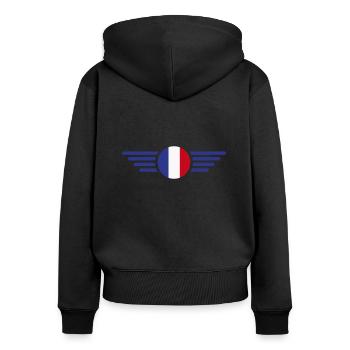 Frankreich Paris Flügel - Frauen Premium Bio Zip Hoodie - Schwarz - Hinten - Julia (174cm)
