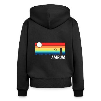 Amrum Nordsee Nordfriesische Insel Geschenk - Frauen Premium Bio Zip Hoodie - Schwarz - Hinten - Julia (174cm)