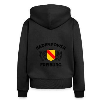 Lustige Freiburger Badner Sprücher - Frauen Premium Bio Zip Hoodie - Schwarz - Hinten - Julia (174cm)