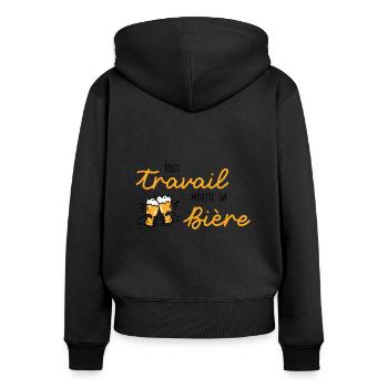 Tout travail mérite sa bière / Humour / Alcool - Sweat à capuche zippé Premium bio Femme - noir - Dos - Julia (174cm)