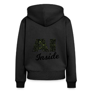 L’ingelligence artificielle - Sweat à capuche zippé Premium bio Femme - noir - Dos - Julia (174cm)