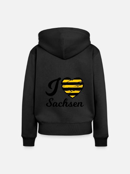 Ich liebe Sachsen - Frauen Premium Bio Zip Hoodie - Schwarz