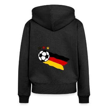Der deutsche Fußball - Frauen Premium Bio Zip Hoodie - Schwarz - Hinten - Julia (174cm)