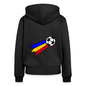 Les joueurs de baseball de Roumanie - Sweat à capuche zippé Premium bio Femme - noir - Dos - Julia (174cm)