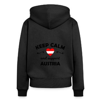 Les fans d’Autriche - Sweat à capuche zippé Premium bio Femme - noir - Dos - Julia (174cm)