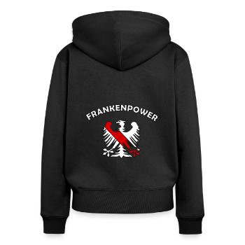 Die Macht aus Franken - Frauen Premium Bio Zip Hoodie - Schwarz - Hinten - Julia (174cm)