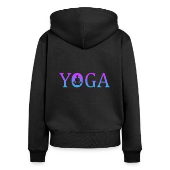 Yoga Namaste - Frauen Premium Bio Zip Hoodie - Schwarz - Hinten - Julia (174cm)