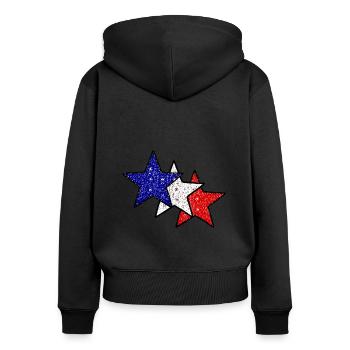 Die Sterne Frankreichs - Frauen Premium Bio Zip Hoodie - Schwarz - Hinten - Julia (174cm)