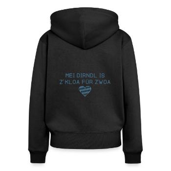 Mei Dirndl is z'kloa für zwoa - Bayern - Frauen Premium Bio Zip Hoodie - Schwarz - Hinten - Julia (174cm)