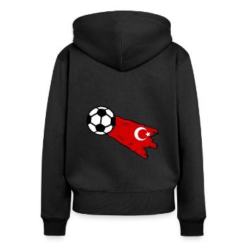 Supporters de Turquie - Sweat à capuche zippé Premium bio Femme - noir - Dos - Julia (174cm)