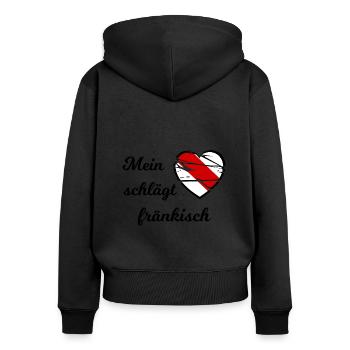 My heart beats Franconian - Women's Premium Organic Zip Hoodie - black - Back - Julia (174cm)