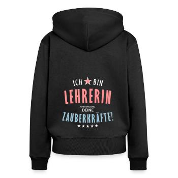 Lehrerin Beruf - Geschenk - Frauen Premium Bio Zip Hoodie - Schwarz - Hinten - Julia (174cm)