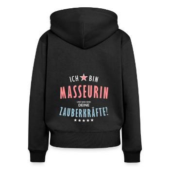 Masseurin Beruf - Geschenk - Frauen Premium Bio Zip Hoodie - Schwarz - Hinten - Julia (174cm)