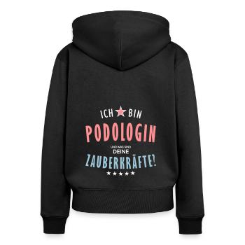 Podologin Beruf - Geschenk - Frauen Premium Bio Zip Hoodie - Schwarz - Hinten - Julia (174cm)