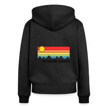 Sächsische Schweiz Gebirge Urlaub Idee - Frauen Premium Bio Zip Hoodie - Schwarz - Hinten - Julia (174cm)