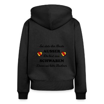 Die Guten aus dem Badnerlande - Frauen Premium Bio Zip Hoodie - Schwarz - Hinten - Julia (174cm)