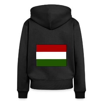 Der Staat Ungarn - Frauen Premium Bio Zip Hoodie - Schwarz - Hinten - Julia (174cm)