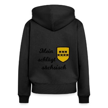 My dear Saxony - Women's Premium Organic Zip Hoodie - black - Back - Julia (174cm)
