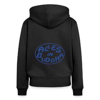 alles in buddha - Frauen Premium Bio Zip Hoodie - Schwarz - Hinten - Julia (174cm)