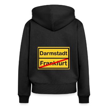 Les habitants de Darmstadt arrivent - Sweat à capuche zippé Premium bio Femme - noir - Dos - Julia (174cm)