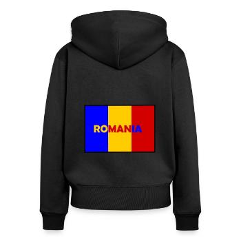 Das Europa Land Rumänien - Frauen Premium Bio Zip Hoodie - Schwarz - Hinten - Julia (174cm)