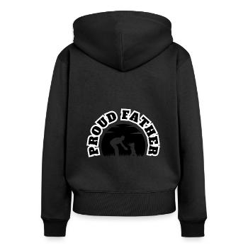Fier Père Enfant Garçon Noir - Sweat à capuche zippé Premium bio Femme - noir - Dos - Julia (174cm)